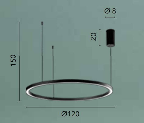 Sospensione in alluminio bianco-nero-oro con diffusore in acrilico cavi in acciaio LED CCT HOOP-S120 Sospensione in alluminio bianco-nero-oro con diffusore in acrilico cavi in acciaio LED CCT HOOP-S120